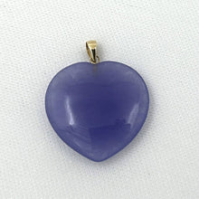 Load image into Gallery viewer, 14k Solid Yellow Gold Cabochon Heart Shaped Lavender Jade Pendant