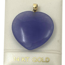 Load image into Gallery viewer, 14k Solid Yellow Gold Cabochon Heart Shaped Lavender Jade Pendant