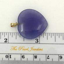 Load image into Gallery viewer, 14k Solid Yellow Gold Cabochon Heart Shaped Lavender Jade Pendant