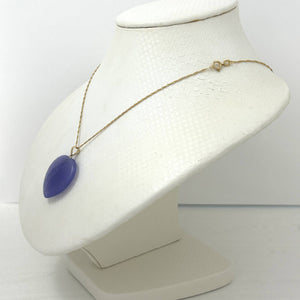 14k Solid Yellow Gold Cabochon Heart Shaped Lavender Jade Pendant
