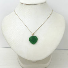 Load image into Gallery viewer, 14k Solid Yellow Gold Cabochon Love Heart Green Jade Pendant