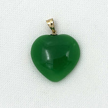 Load image into Gallery viewer, 14k Solid Yellow Gold Cabochon Love Heart Green Jade Pendant