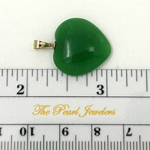 Load image into Gallery viewer, 14k Solid Yellow Gold Cabochon Love Heart Green Jade Pendant