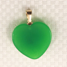 Load image into Gallery viewer, 14k Solid Yellow Gold Cabochon Love Heart Green Jade Pendant