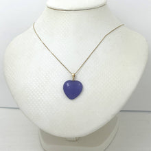 Load image into Gallery viewer, 14k Solid Yellow Gold Cabochon Love Heart Lavender Jade Pendant