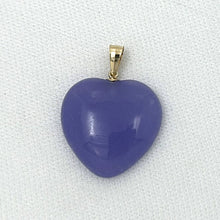 Load image into Gallery viewer, 14k Solid Yellow Gold Cabochon Love Heart Lavender Jade Pendant