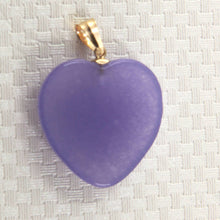 Load image into Gallery viewer, 14k Solid Yellow Gold Cabochon Love Heart Lavender Jade Pendant