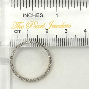 14K Solid Yellow Gold Circle Diamond Pendant Necklace