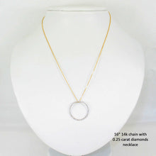Load image into Gallery viewer, 14K Solid Yellow Gold Circle Diamond Pendant Necklace