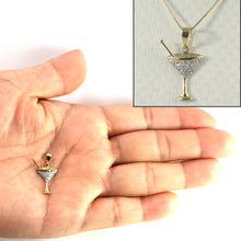 Load image into Gallery viewer, 14k Solid Yellow Gold Cocktail Cup Diamond Pendant Necklace