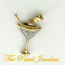 Load image into Gallery viewer, 14k Solid Yellow Gold Cocktail Cup Diamond Pendant Necklace