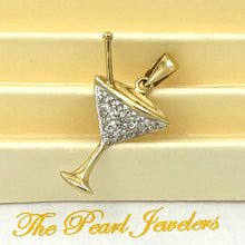 Load image into Gallery viewer, 14k Solid Yellow Gold Cocktail Cup Diamond Pendant Necklace