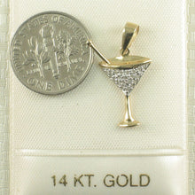 Load image into Gallery viewer, 14k Solid Yellow Gold Cocktail Cup Diamond Pendant Necklace