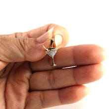 Load image into Gallery viewer, 14k Solid Yellow Gold Cocktail Cup Diamond Pendant Necklace