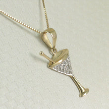 Load image into Gallery viewer, 14k Solid Yellow Gold Cocktail Cup Diamond Pendant Necklace