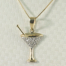 Load image into Gallery viewer, 14k Solid Yellow Gold Cocktail Cup Diamond Pendant Necklace
