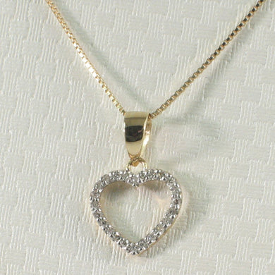 14k Solid Yellow Gold Diamond Love Heart Pendant Necklace