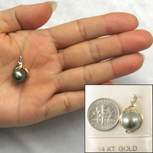 Load image into Gallery viewer, 14k Yellow Gold Diamond Silver-Green Tahitian Pearl Pendant
