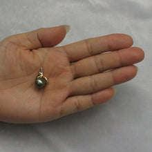Load image into Gallery viewer, 14k Yellow Gold Diamond Silver-Green Tahitian Pearl Pendant