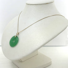 Load image into Gallery viewer, 14k Solid Yellow Gold Disc Donut Shaped Green Jade Pendant