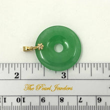 Load image into Gallery viewer, 14k Solid Yellow Gold Disc Donut Shaped Green Jade Pendant