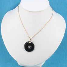 Load image into Gallery viewer, 14k Solid Yellow Gold Disc Ring Shaped Black Onyx Pendant
