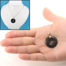 Load image into Gallery viewer, 14k Solid Yellow Gold Disc Ring Shaped Black Onyx Pendant