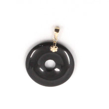 Load image into Gallery viewer, 14k Solid Yellow Gold Disc Ring Shaped Black Onyx Pendant