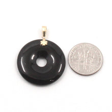 Load image into Gallery viewer, 14k Solid Yellow Gold Disc Ring Shaped Black Onyx Pendant