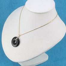 Load image into Gallery viewer, 14k Solid Yellow Gold Disc Ring Shaped Black Onyx Pendant