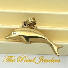 Load image into Gallery viewer, 14K Solid Yellow Gold Dolphin Pendant Charm