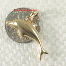 Load image into Gallery viewer, 14K Solid Yellow Gold Dolphin Pendant Charm