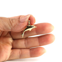 Load image into Gallery viewer, 14K Solid Yellow Gold Dolphin Pendant Charm