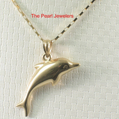 14K Solid Yellow Gold Dolphin Pendant Charm