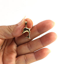 Load image into Gallery viewer, 14K Solid Yellow Gold Dolphin Pendant Necklace