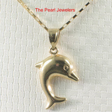 Load image into Gallery viewer, 14K Solid Yellow Gold Dolphin Pendant Necklace