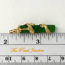 Load image into Gallery viewer, 14k Solid Yellow Gold Dragon Totem Column Green Jade Pendant Necklace