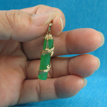 Load image into Gallery viewer, 14k Solid Yellow Gold Dragon Totem Column Green Jade Pendant Necklace