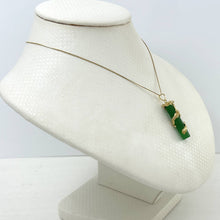 Load image into Gallery viewer, 14k Solid Yellow Gold Dragon Totem Column Green Jade Pendant Necklace