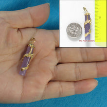 Load image into Gallery viewer, 14k Solid Yellow Gold Dragon Totem Column Lavender Jade Pendant Necklace