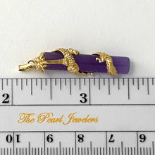 Load image into Gallery viewer, 14k Solid Yellow Gold Dragon Totem Column Lavender Jade Pendant Necklace
