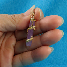 Load image into Gallery viewer, 14k Solid Yellow Gold Dragon Totem Column Lavender Jade Pendant Necklace