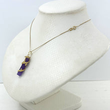 Load image into Gallery viewer, 14k Solid Yellow Gold Dragon Totem Column Lavender Jade Pendant Necklace