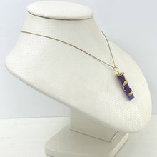 Load image into Gallery viewer, 14k Solid Yellow Gold Dragon Totem Column Lavender Jade Pendant Necklace