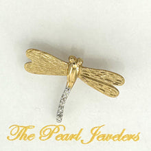 Load image into Gallery viewer, 14k Solid Yellow Gold Dragonflies Diamond Pendant Necklace