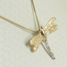 Load image into Gallery viewer, 14k Solid Yellow Gold Dragonflies Diamond Pendant Necklace
