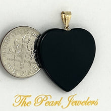 Load image into Gallery viewer, 14k-Solid-Yellow-Gold-Flat-Plane-Love-Heart-Black-Onyx-Pendant-2100311