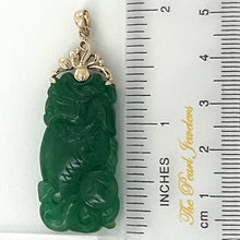 Load image into Gallery viewer, 14k Solid Yellow Gold Hand-Carved Green Jade Pendant Necklace