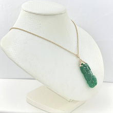 Load image into Gallery viewer, 14k Solid Yellow Gold Hand-Carved Green Jade Pendant Necklace