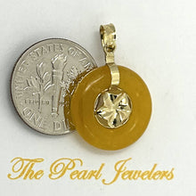 Load image into Gallery viewer, 14k Solid Yellow Gold Hawaiian Plumeria Honey Jade Pendant Necklace